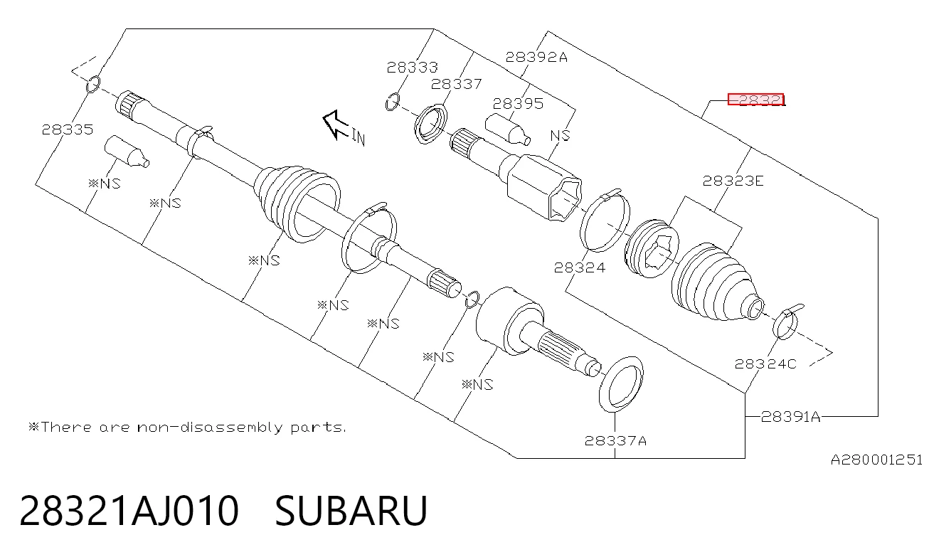 28321AJ010 Subaru Semieixo (acionador) dianteiro
