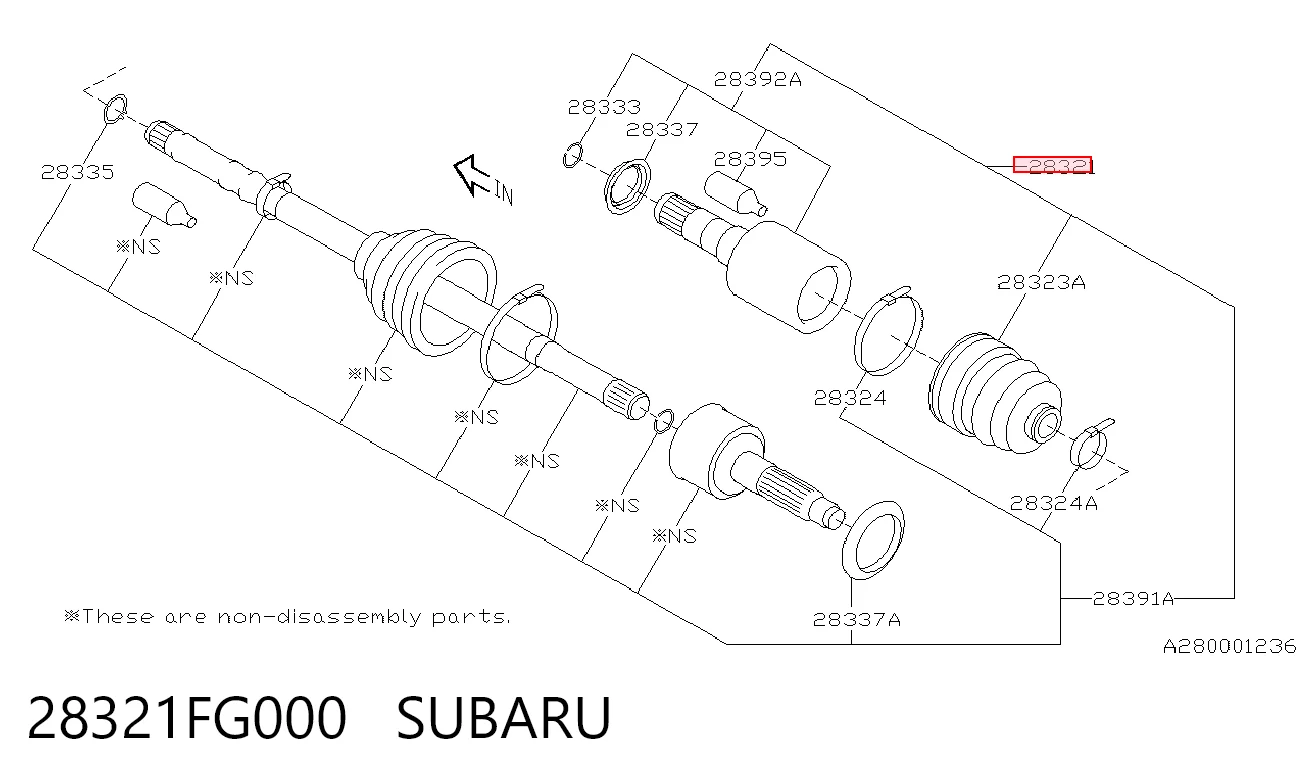 28321FG000 Subaru Semieixo (acionador) dianteiro