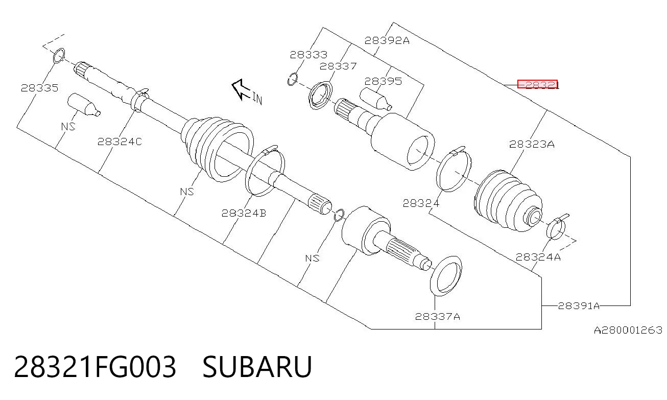 28321FG003 Subaru Semieixo (acionador) dianteiro
