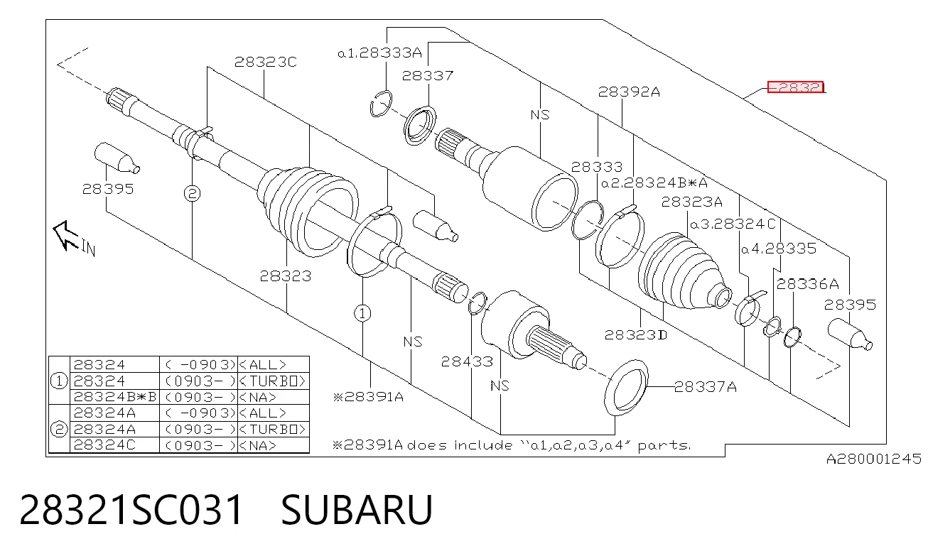 28321SC031 Subaru Semieixo (acionador) dianteiro