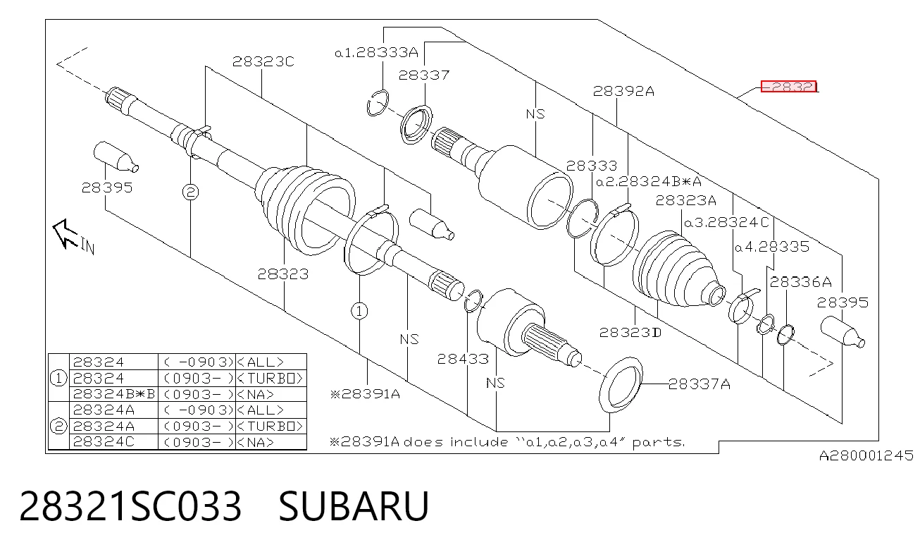 28321SC033 Subaru Semieixo (acionador) dianteiro
