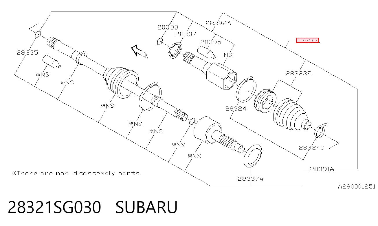 28321SG030 Subaru Semieixo (acionador) dianteiro
