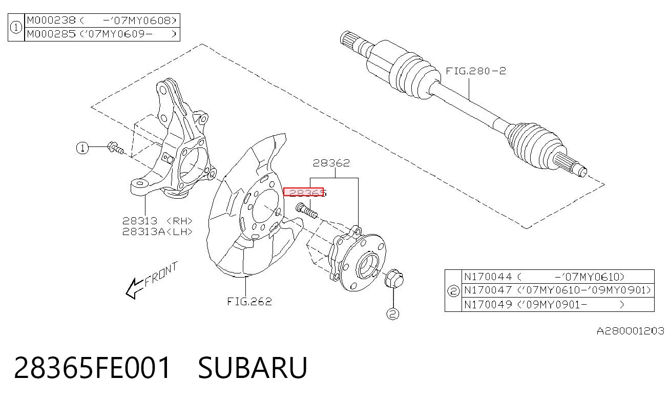 28365FE001 Subaru Parafuso de cubo
