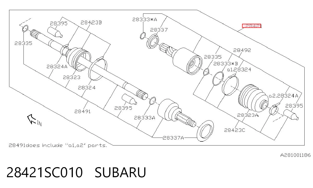 Semieixo traseiro para Subaru Forester III S12, SH
