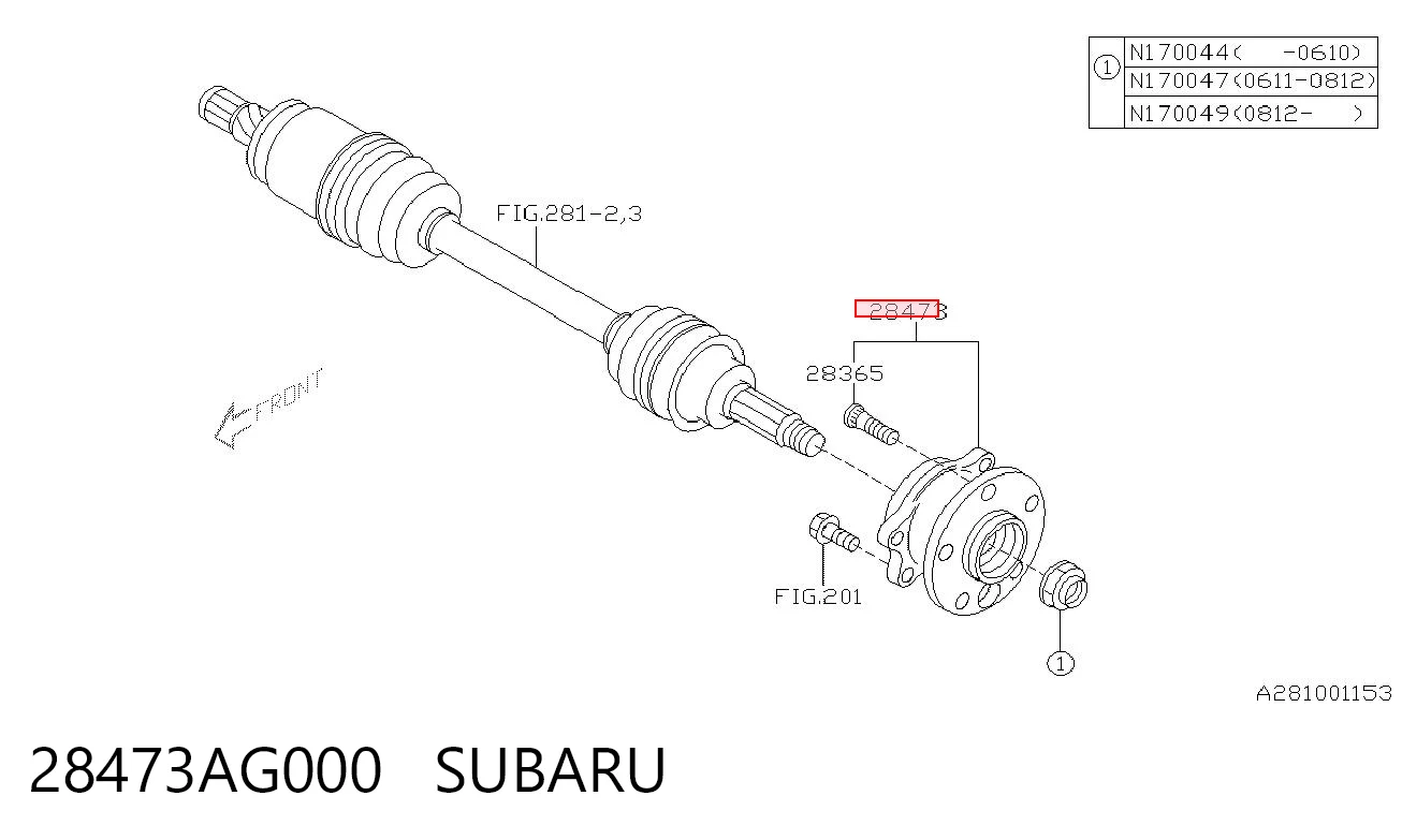 28473AG000 Subaru Cubo traseiro