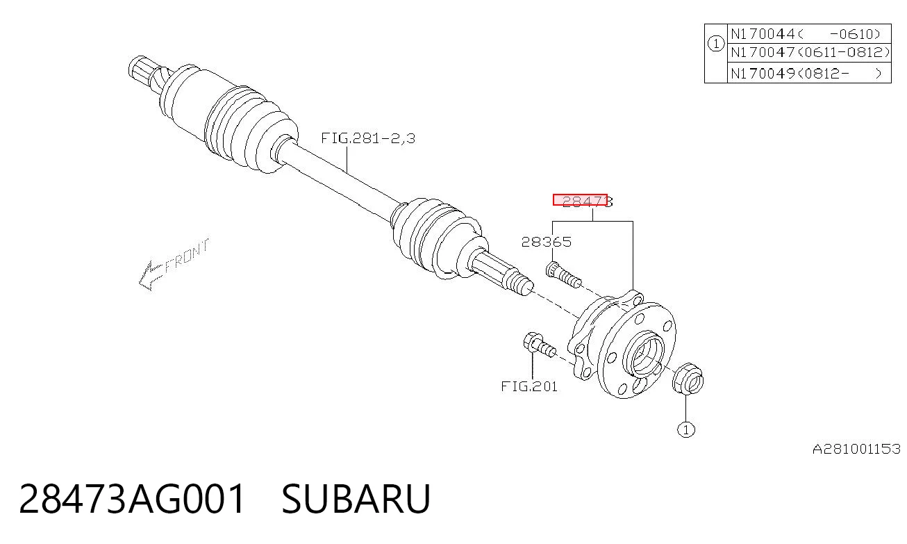 28473AG001 Subaru Cubo traseiro