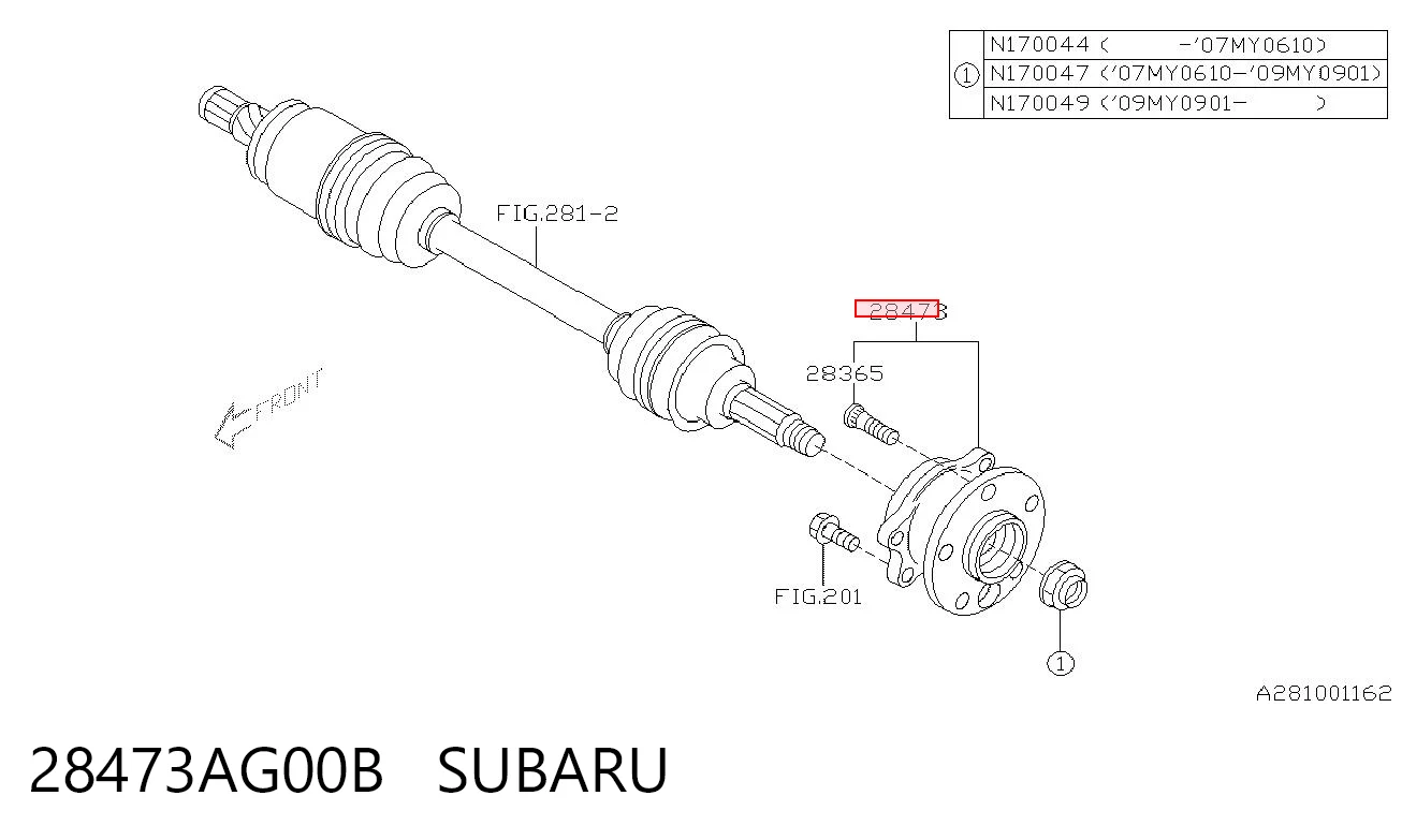 28473AG00B Subaru Cubo traseiro