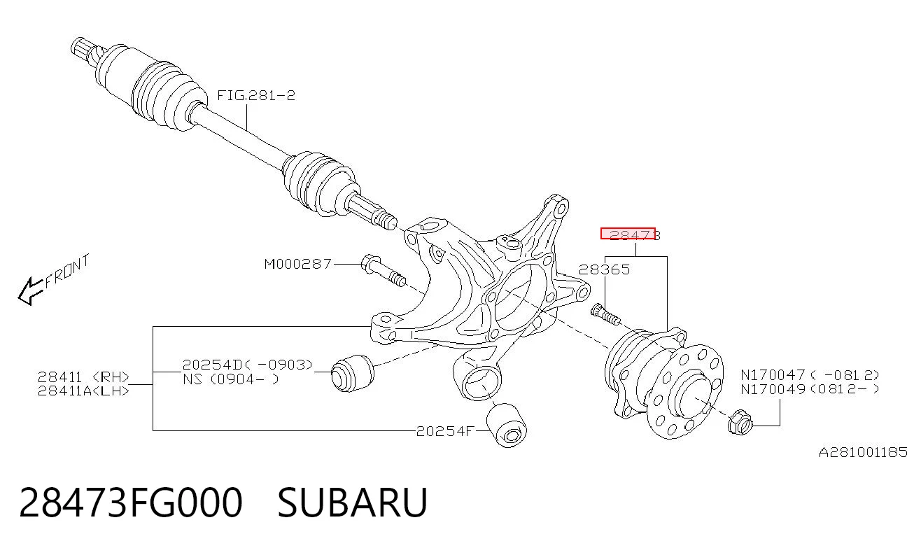28473FG000 Subaru Cubo traseiro