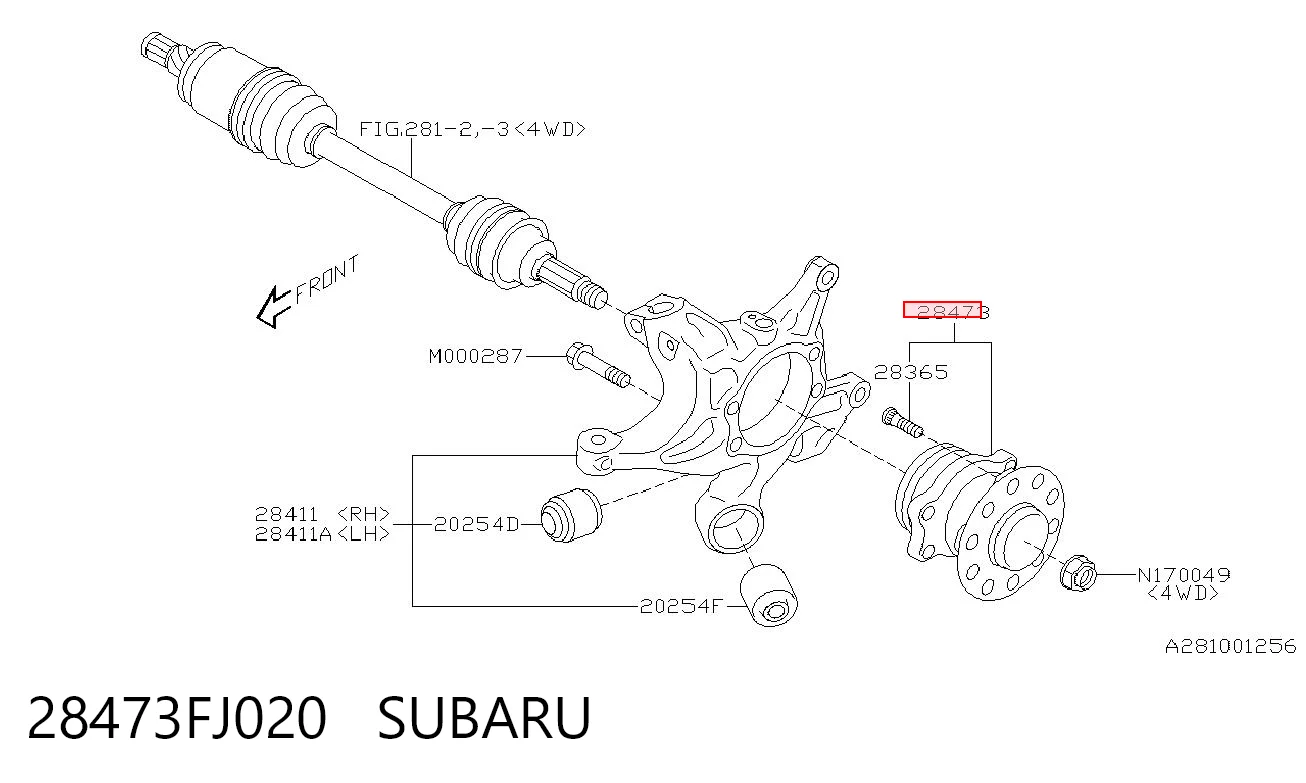 28473FJ020 Subaru Cubo traseiro