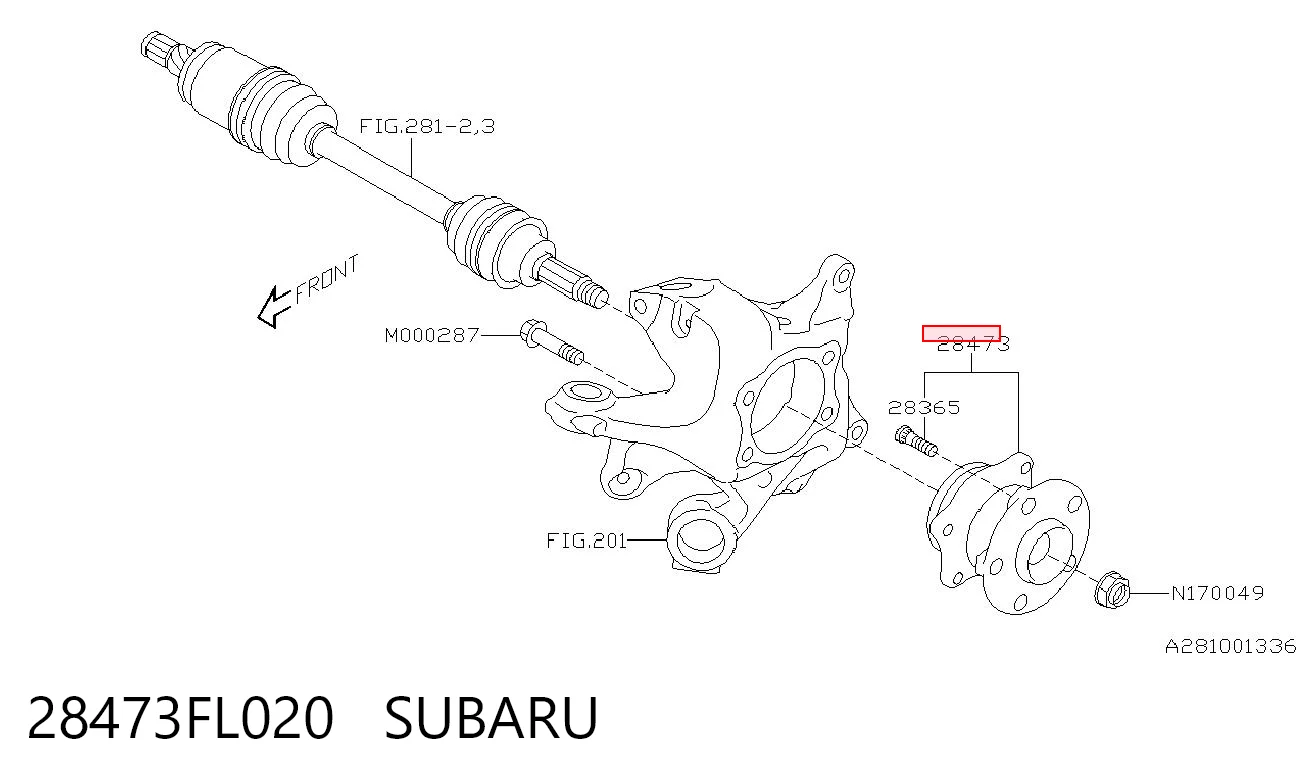 28473FL020 Subaru Cubo traseiro