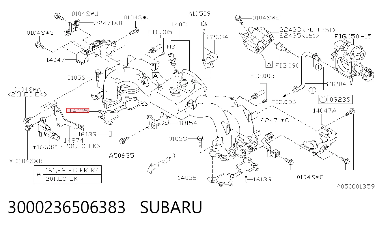 Vedante de tubo coletor de admissão para Subaru Outback III B13, BP