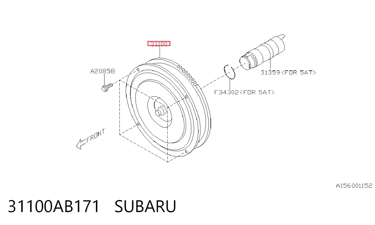 31100AB171 Subaru Conversor de binário da Caixa Automática de Mudança
