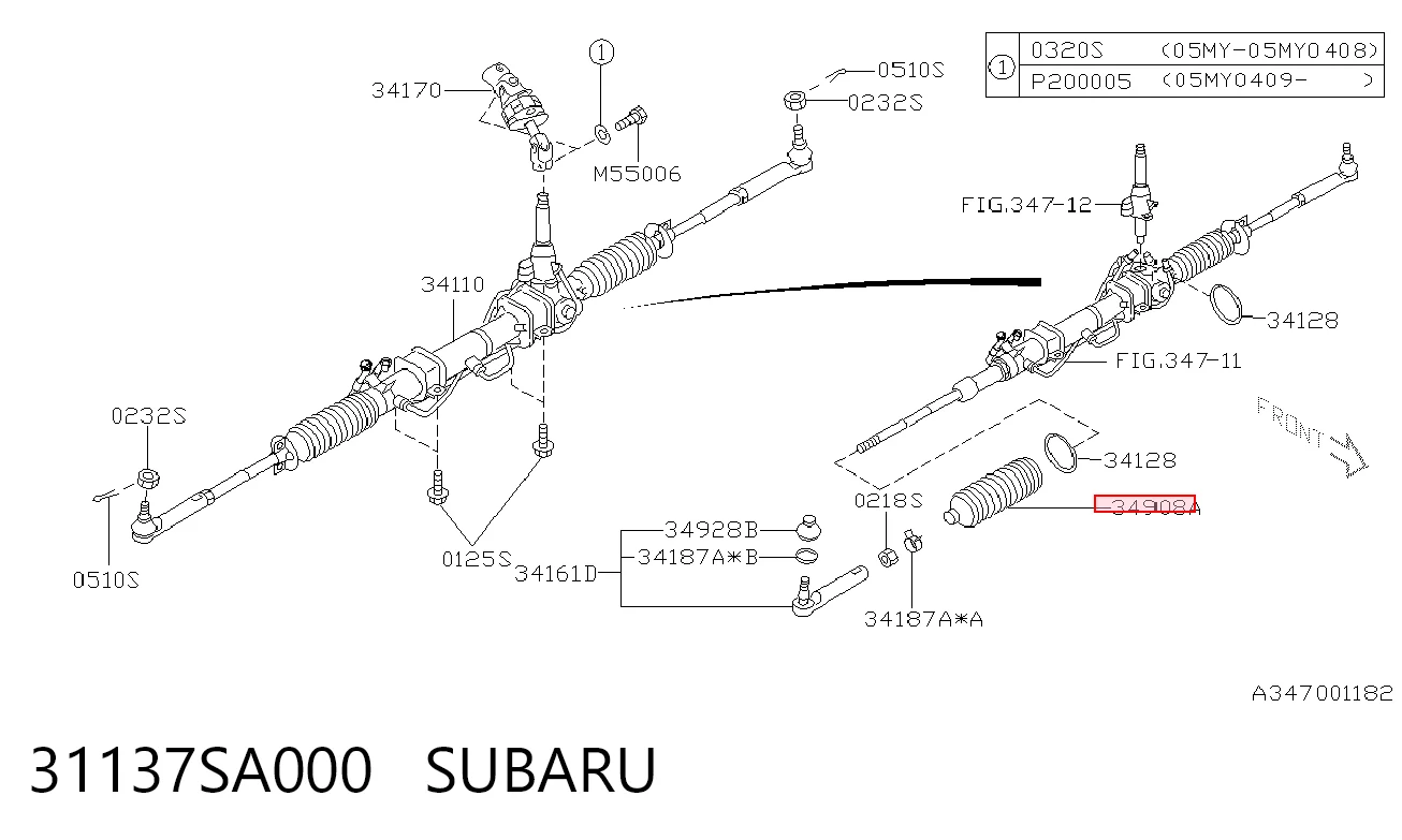 Compre Bota de proteção do mecanismo de direção (de cremalheira) Subaru Forester 2