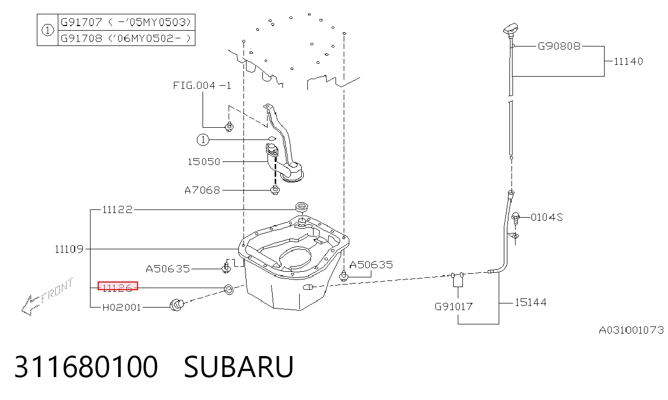 Vedante de rolha de panela de motor Subaru Forester II S11, SG