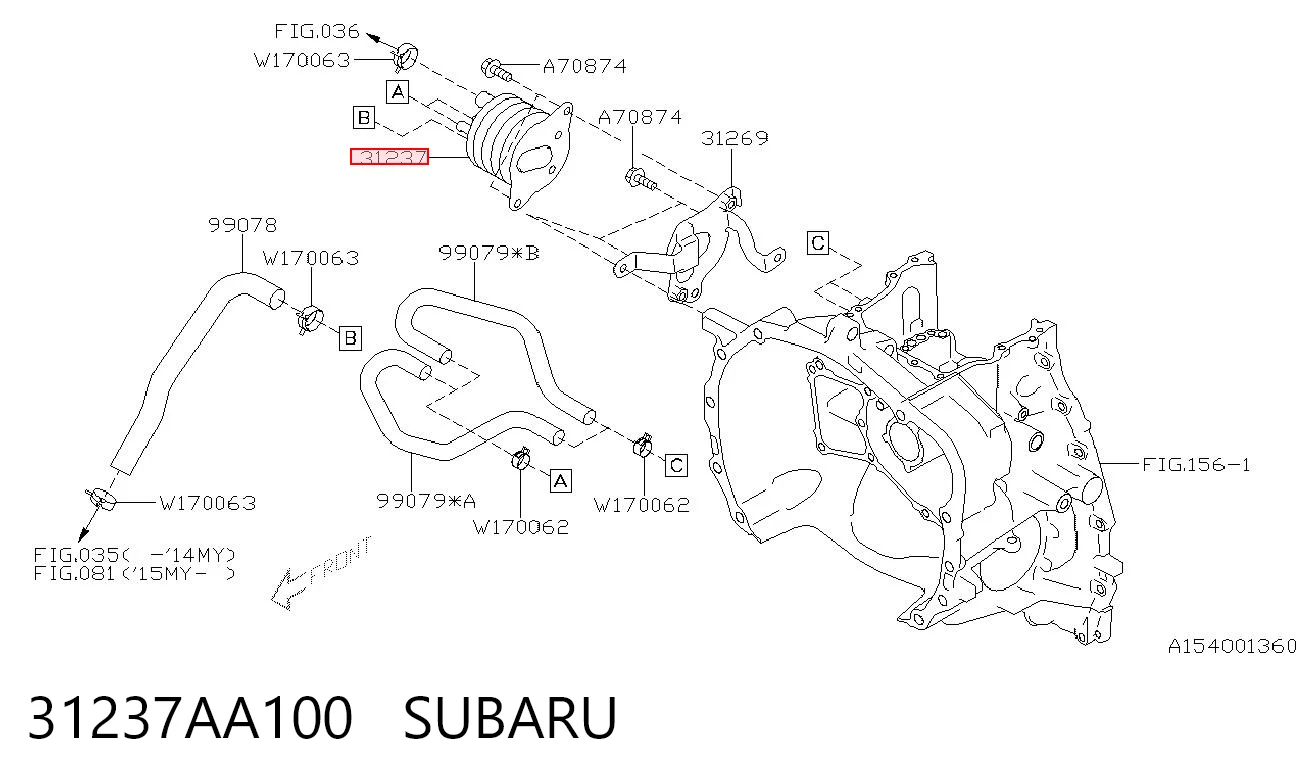 31237AA100 Subaru Radiador de esfriamento, Caixa Automática de Mudança