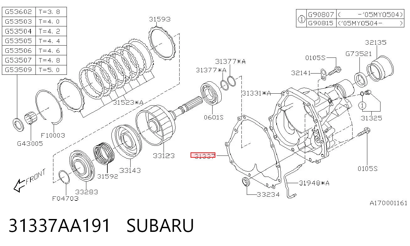 31337AA191 Subaru Vedante de redutor do eixo traseiro