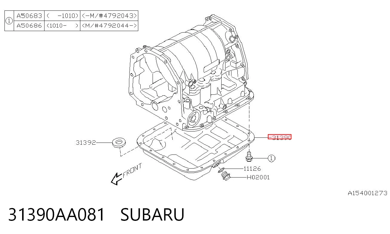 31390AA081 Subaru Cárter da Caixa Automática de Mudança