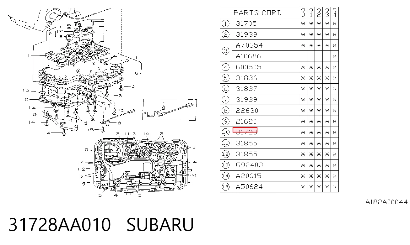 Filtro da Caixa Automática de Mudança para Subaru Legacy BD, BG