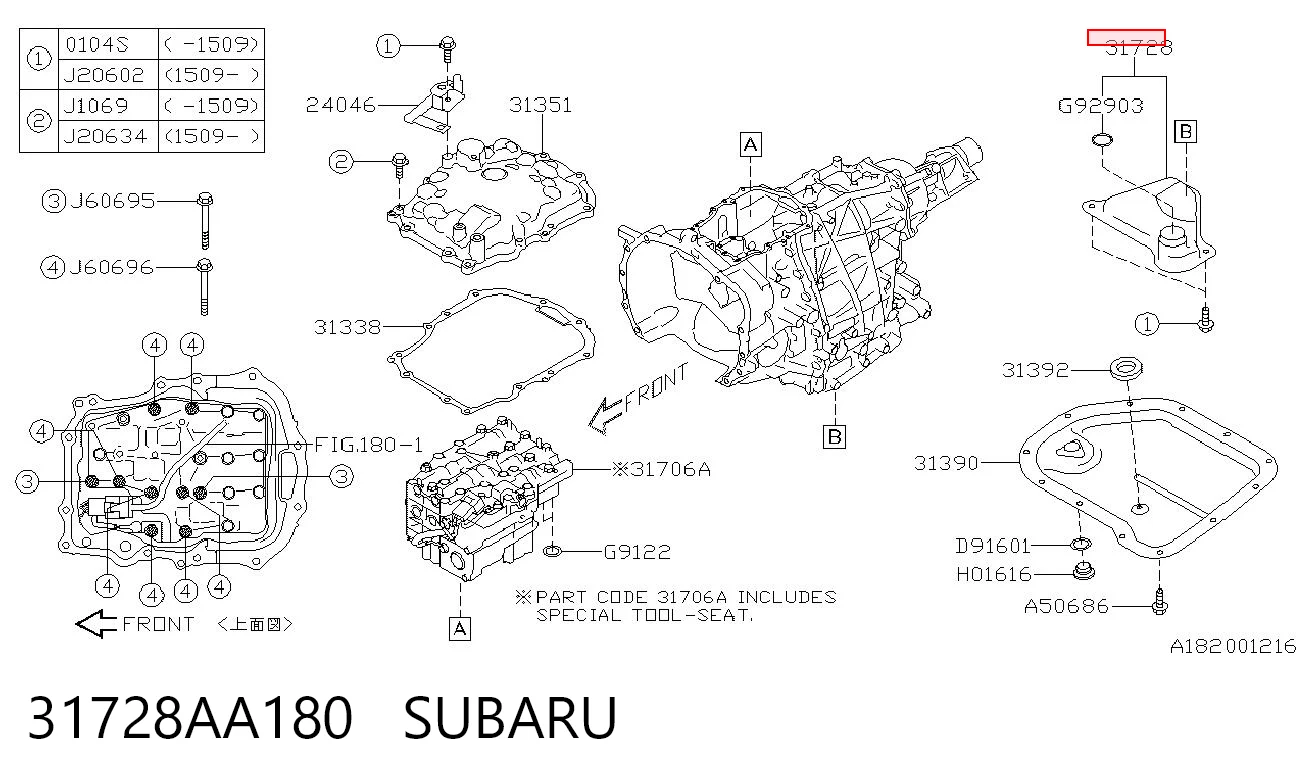 31728AA180 Subaru Filtro da Caixa Automática de Mudança