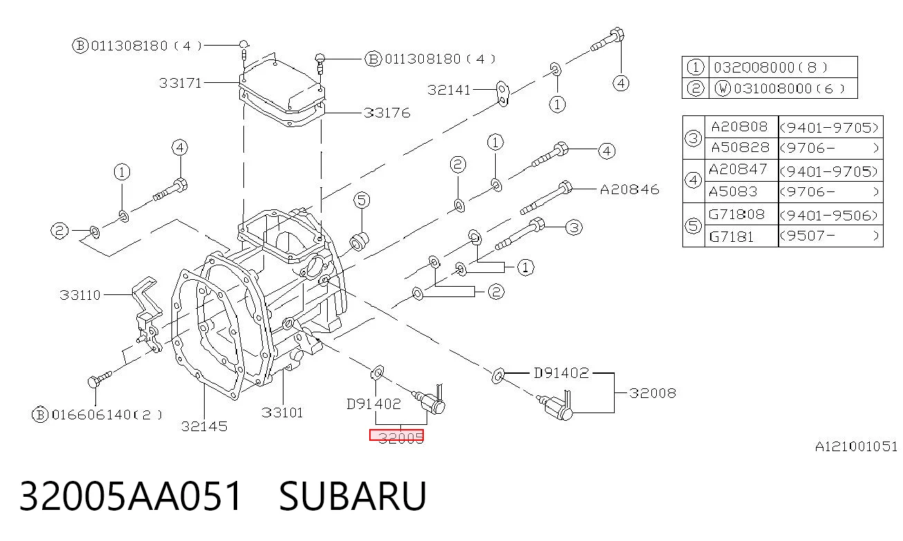 32005AA051 Subaru Sensor de ativação das luzes de marcha à ré