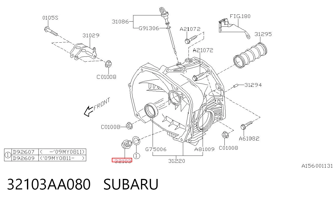 32103AA080 Subaru Tampão de panela de motor
