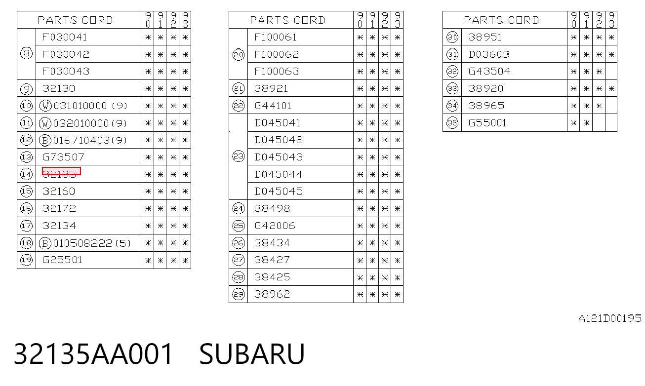 32135AA001 Subaru