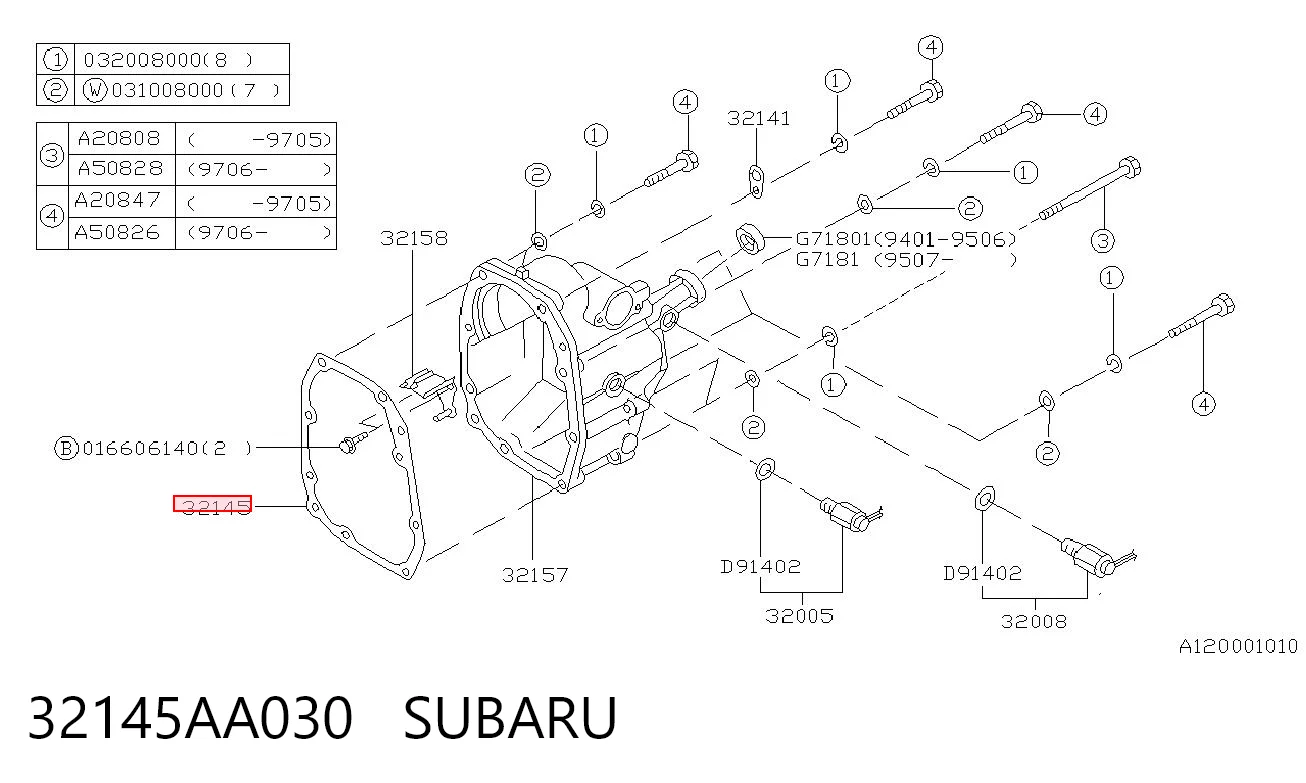32145AA030 Subaru Vedante de tampa da caixa de mudança