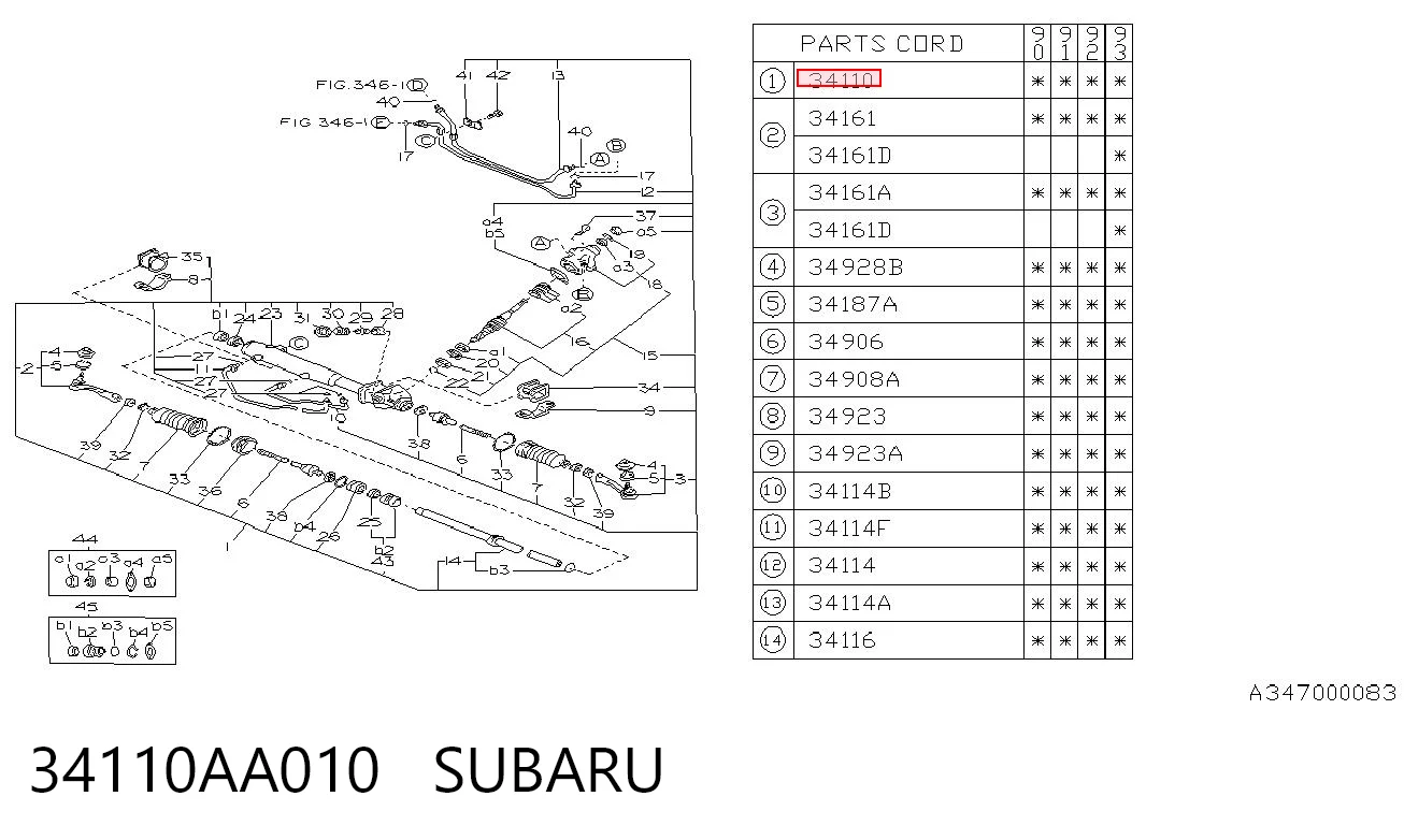 34110AA010 Subaru Cremalheira da direção
