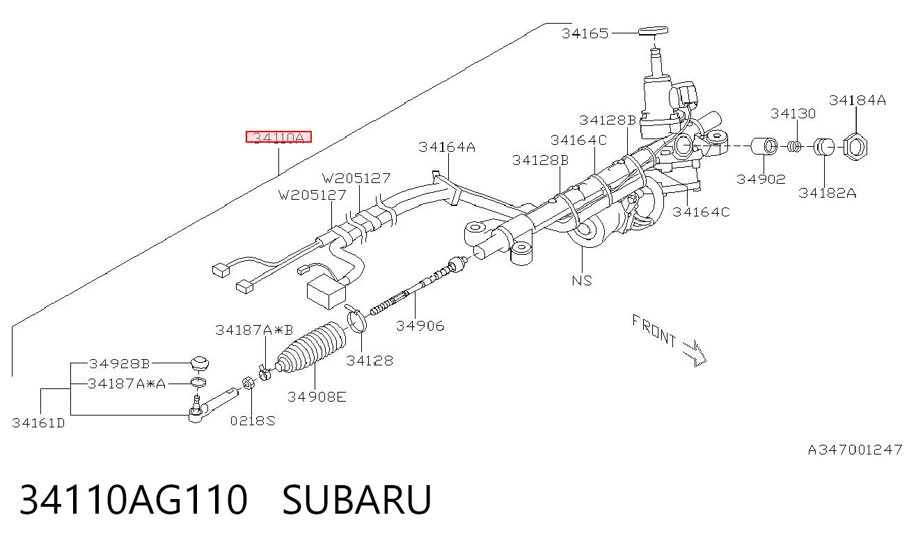 34110AG110 Subaru Cremalheira da direção