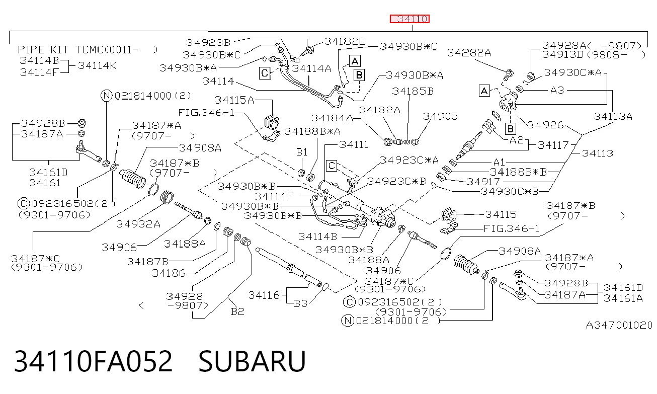  Cremalheira da direção Subaru Forester II SUV (S11, SG) (2002 - 2007) II