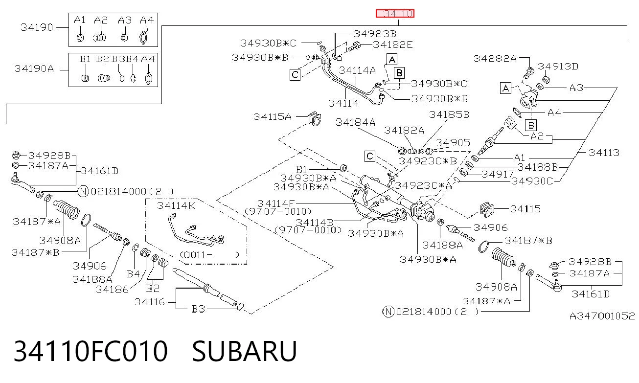 Cremalheira da direção Subaru Forester I SUV (S10, SF) (1997 - 2002) I
