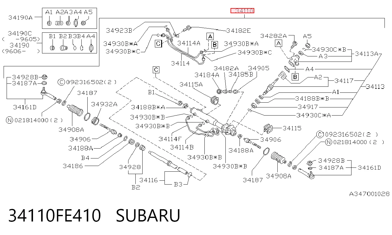 34110FE410 Subaru Cremalheira da direção