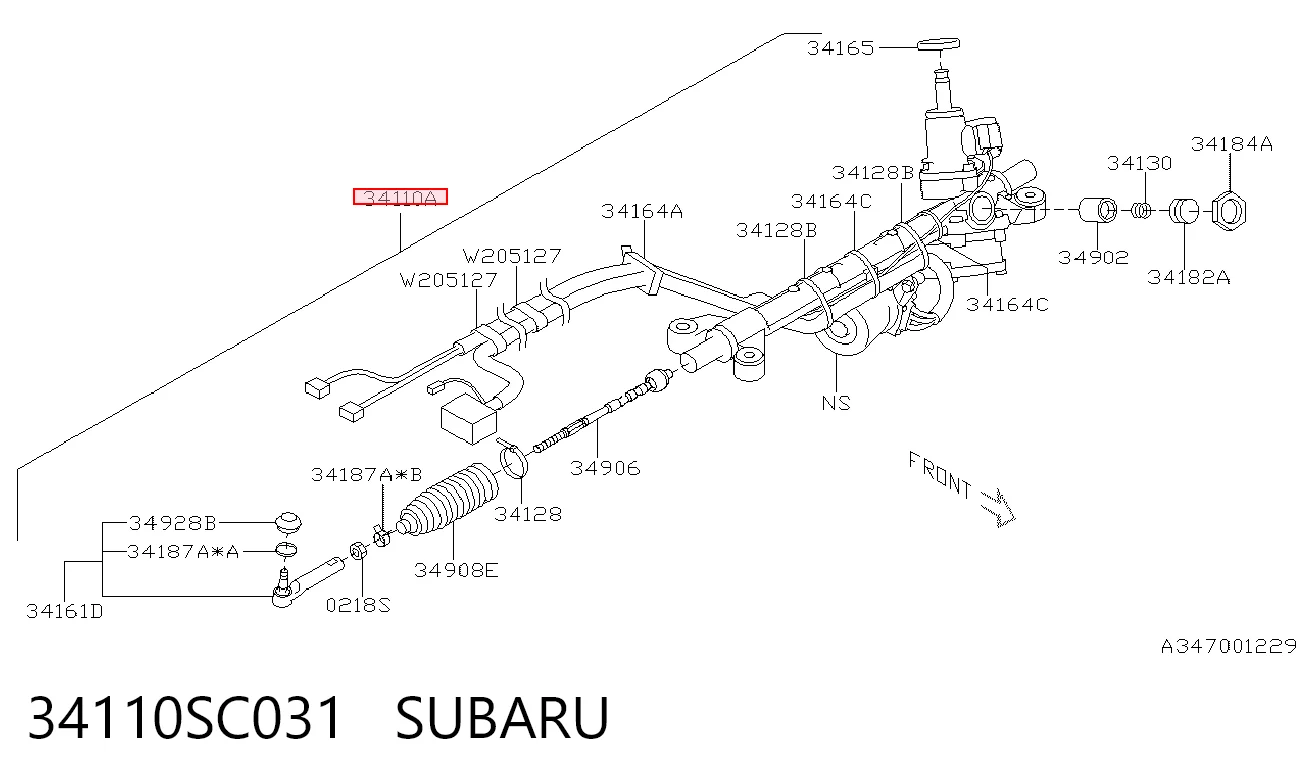 34110SC031 Subaru Cremalheira da direção