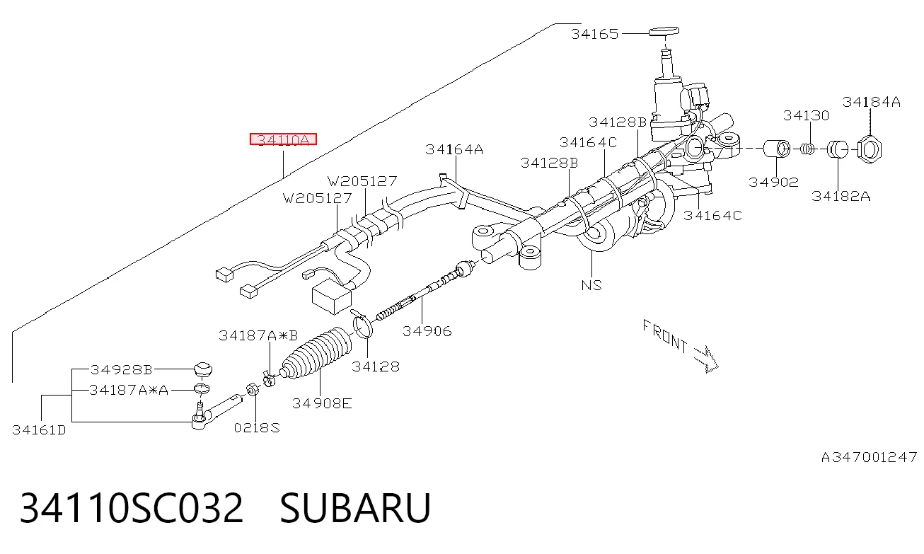 34110SC032 Subaru Cremalheira da direção