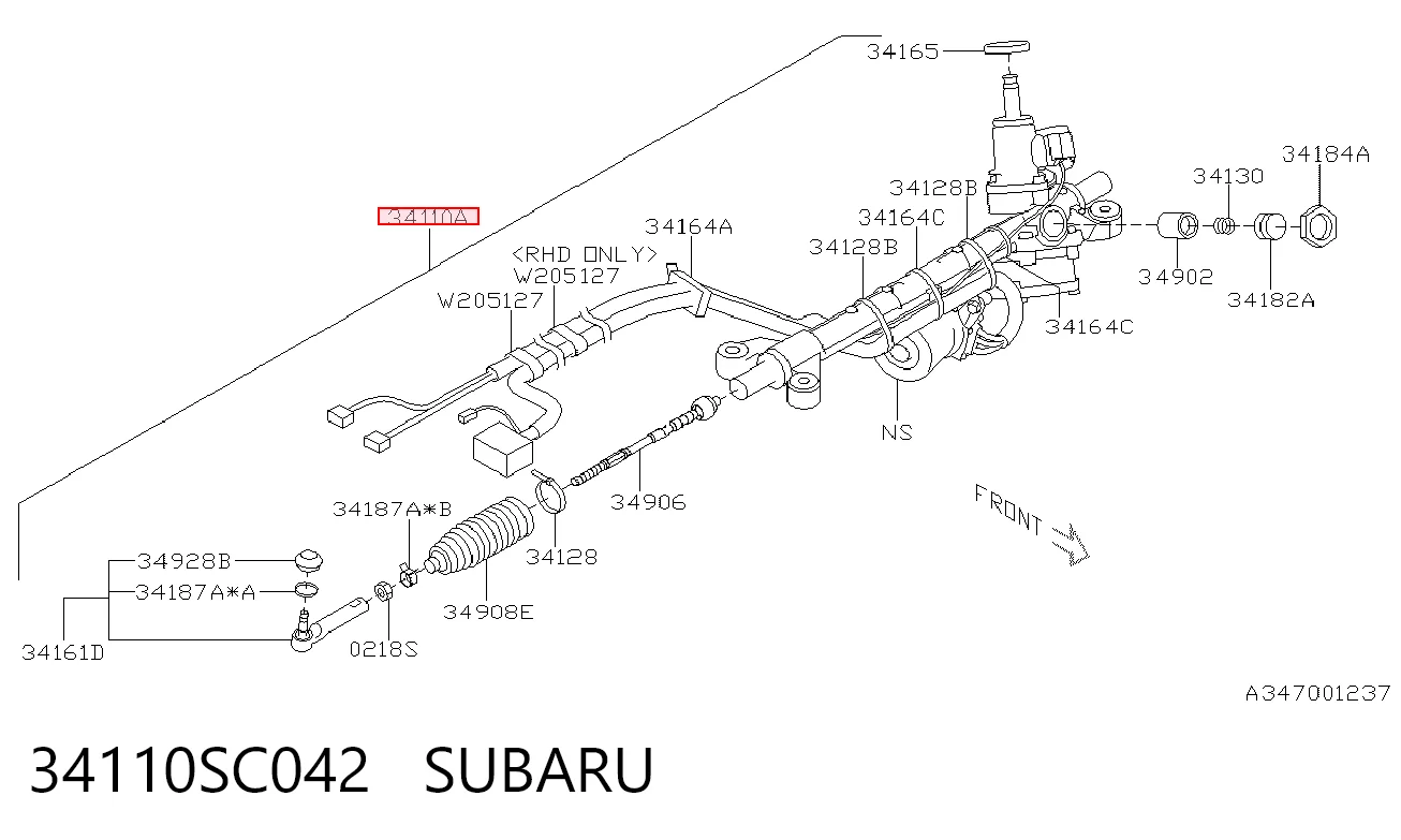 34110SC042 Subaru Cremalheira da direção