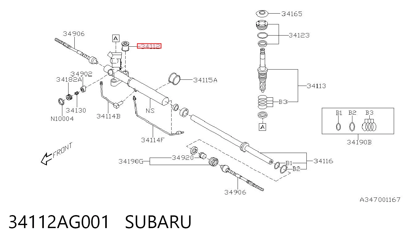 34112AG001 Subaru Bloco silencioso de fixação da cremalheira da direção