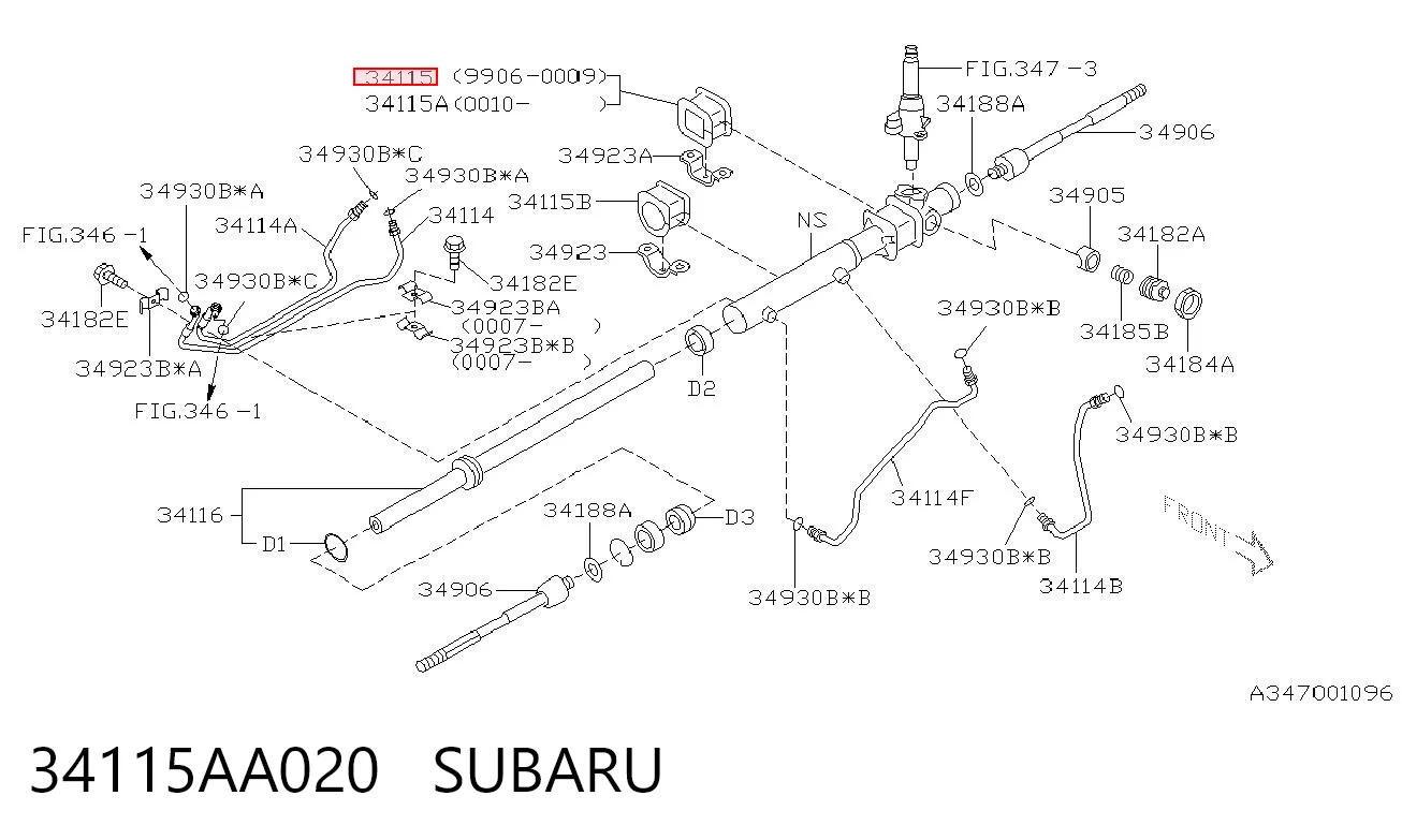 34115AA020 Subaru Bucha inferior de fixação da cremalheira da direção