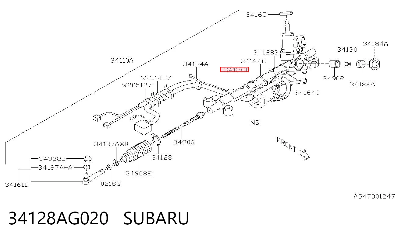 34128AG020 Subaru Braçadeira de fixação da cremalheira da direção