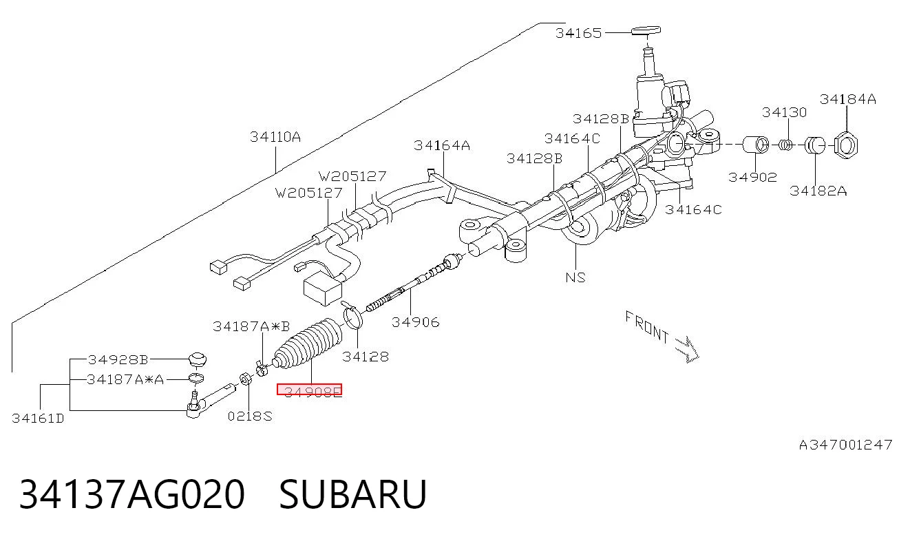 Bota de proteção do mecanismo de direção (de cremalheira) para Subaru Outback B14, BR