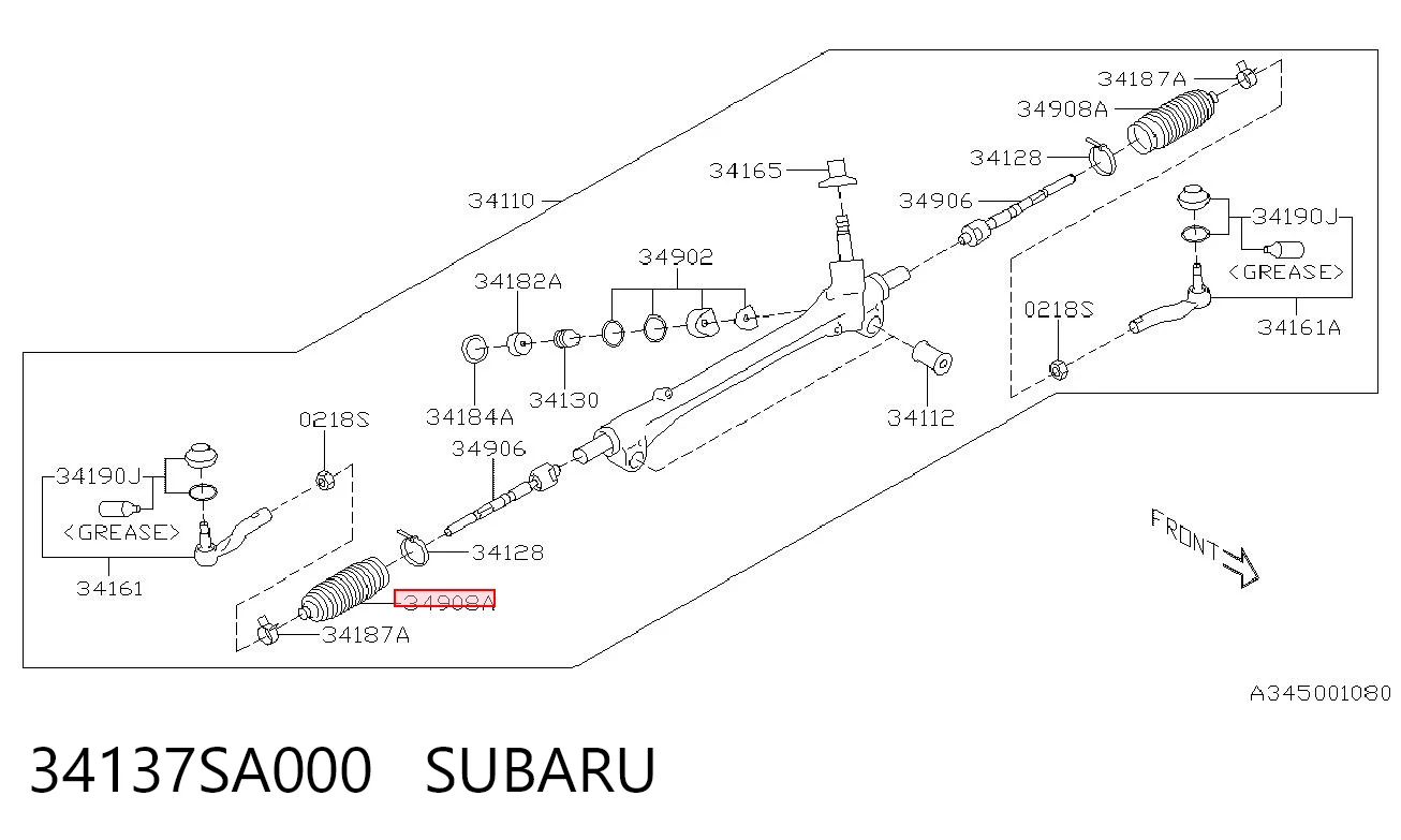 Bota de proteção do mecanismo de direção (de cremalheira) Subaru Forester II S11, SG ao melhor preço