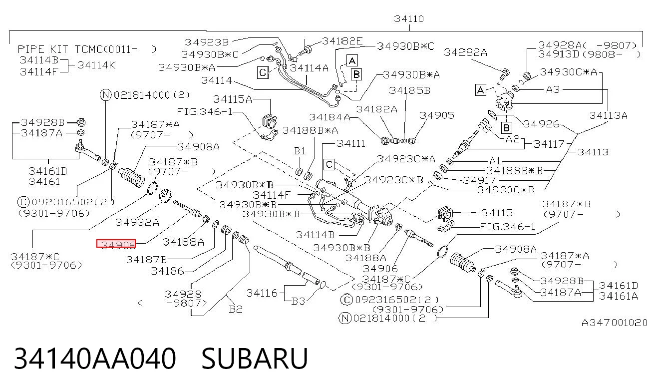 34140AA040 Subaru Tração de direção