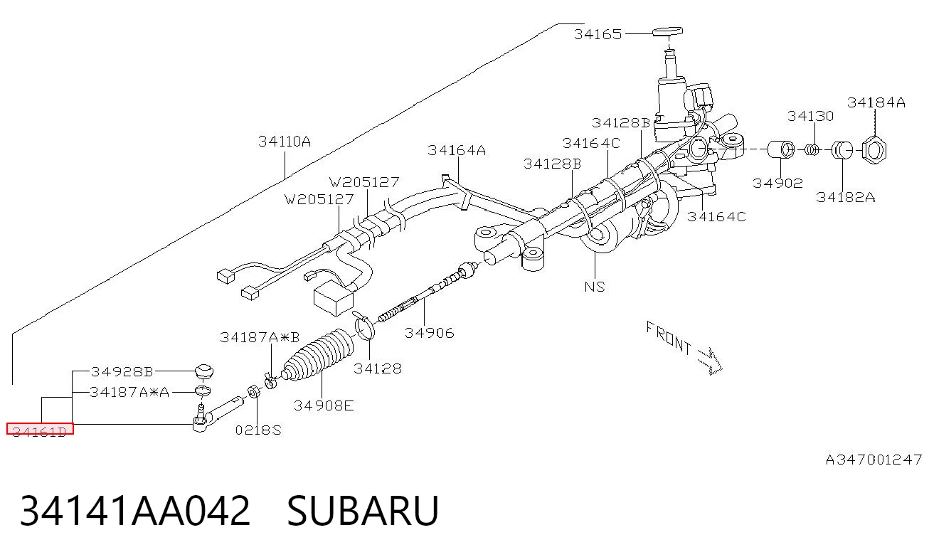 34141AA042 Subaru Ponta externa da barra de direção
