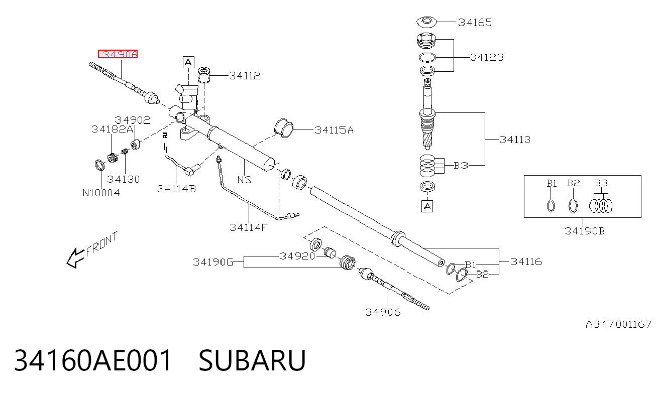 34160AE001 Subaru Tração de direção