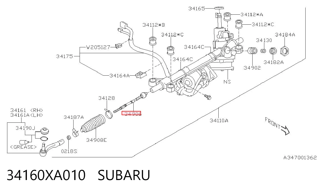 34160XA010 Subaru Tração de direção