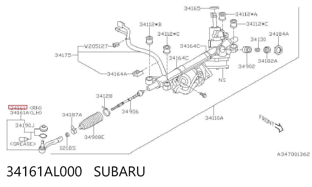 34161AL000 Subaru Ponta externa da barra de direção