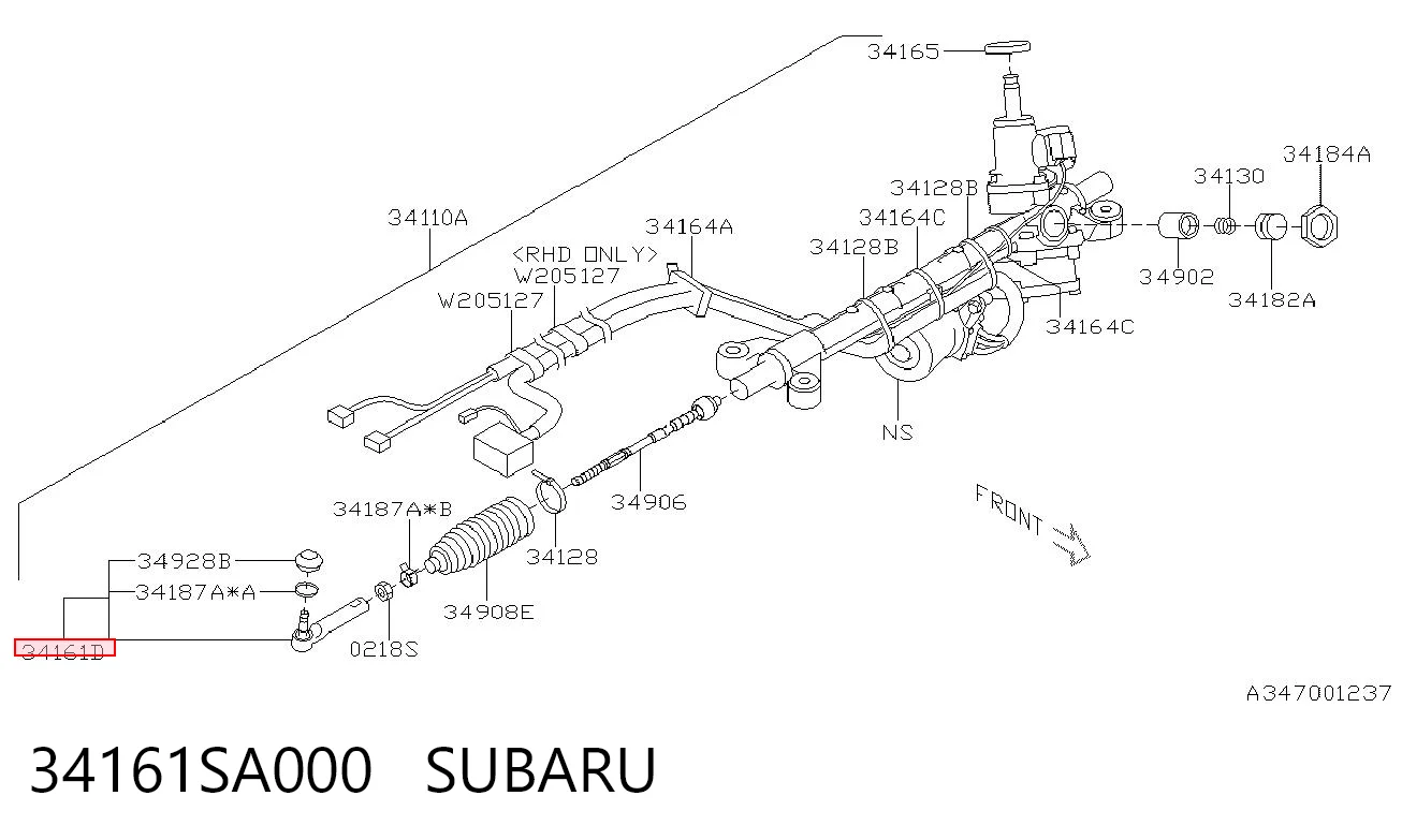 34161SA000 Subaru Ponta externa da barra de direção