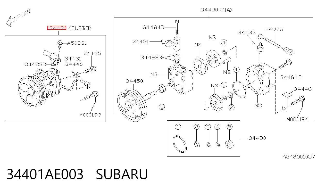 34401AE003 Subaru Bomba da Direção hidrâulica assistida