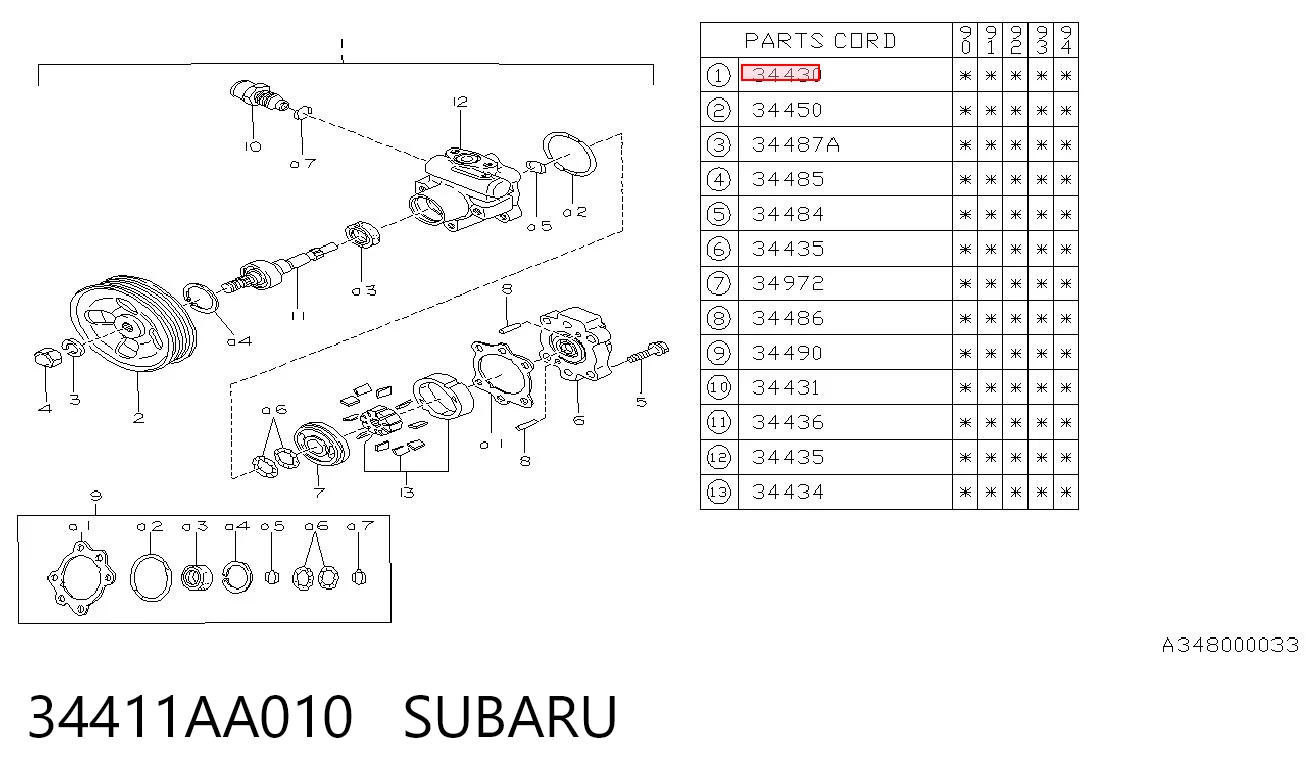 Bomba da Direção hidrâulica assistida para Subaru Legacy I BC