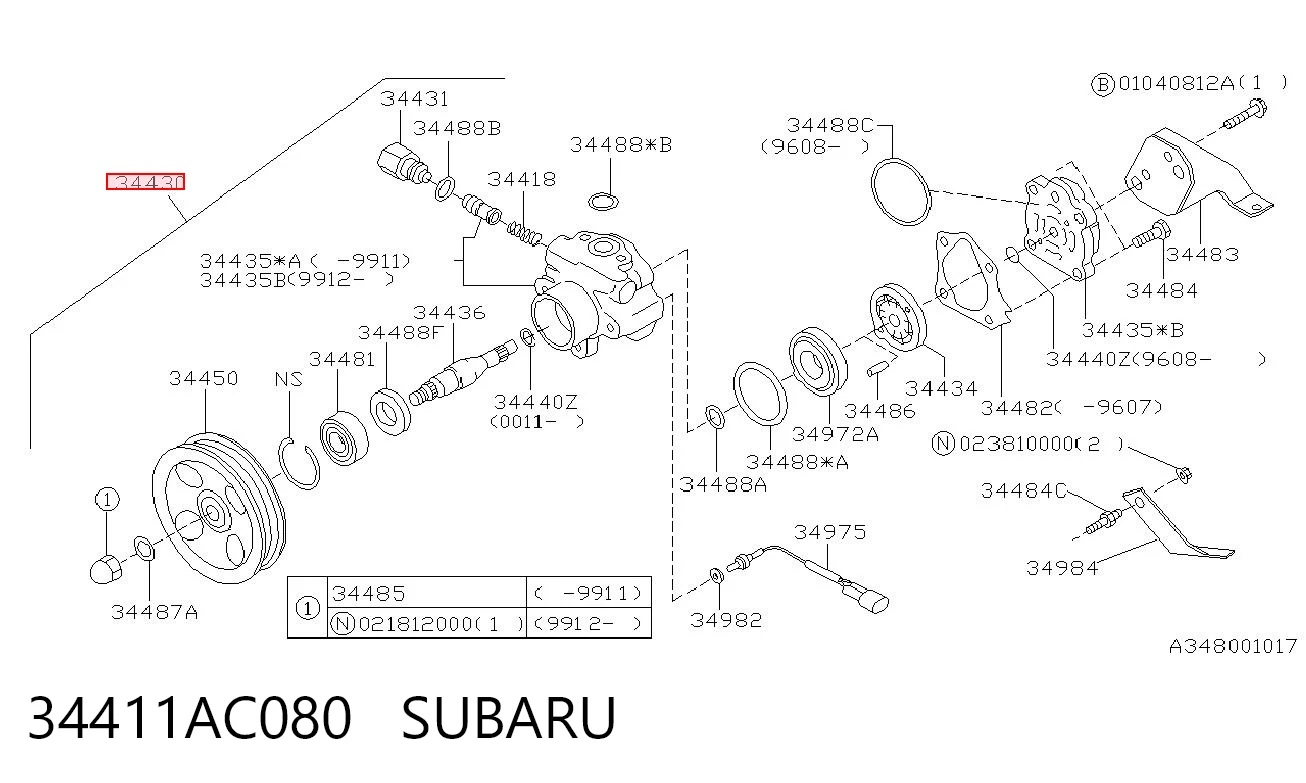 34411AC080 Subaru Bomba da Direção hidrâulica assistida