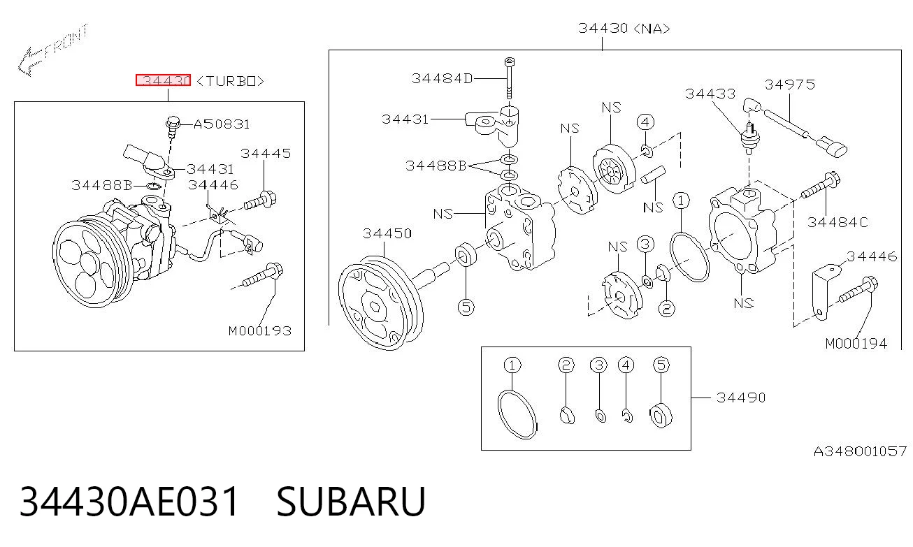 34430AE031 Subaru Bomba da Direção hidrâulica assistida